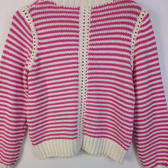 Michael Stars Casey Flamingo Stripe Pink & White Crewneck Pullover Sweater - Picture 5 of 8